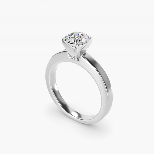 Flat Edge Solitaire Engagement Ring In 14K White Gold By James Allen - Cushion Center