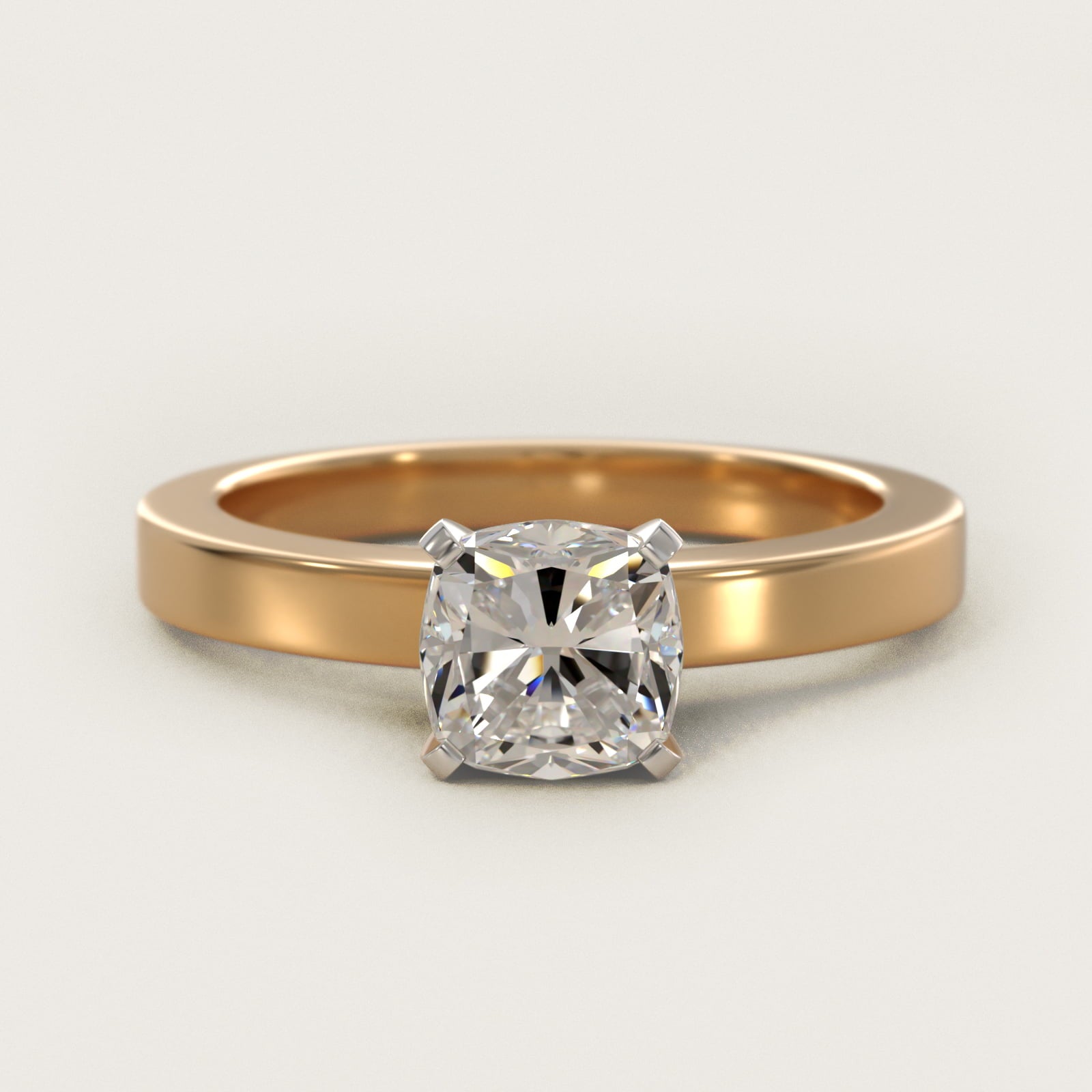 Flat Edge Solitaire Engagement Ring In 18k Yellow Gold By James Allen - Cushion Center