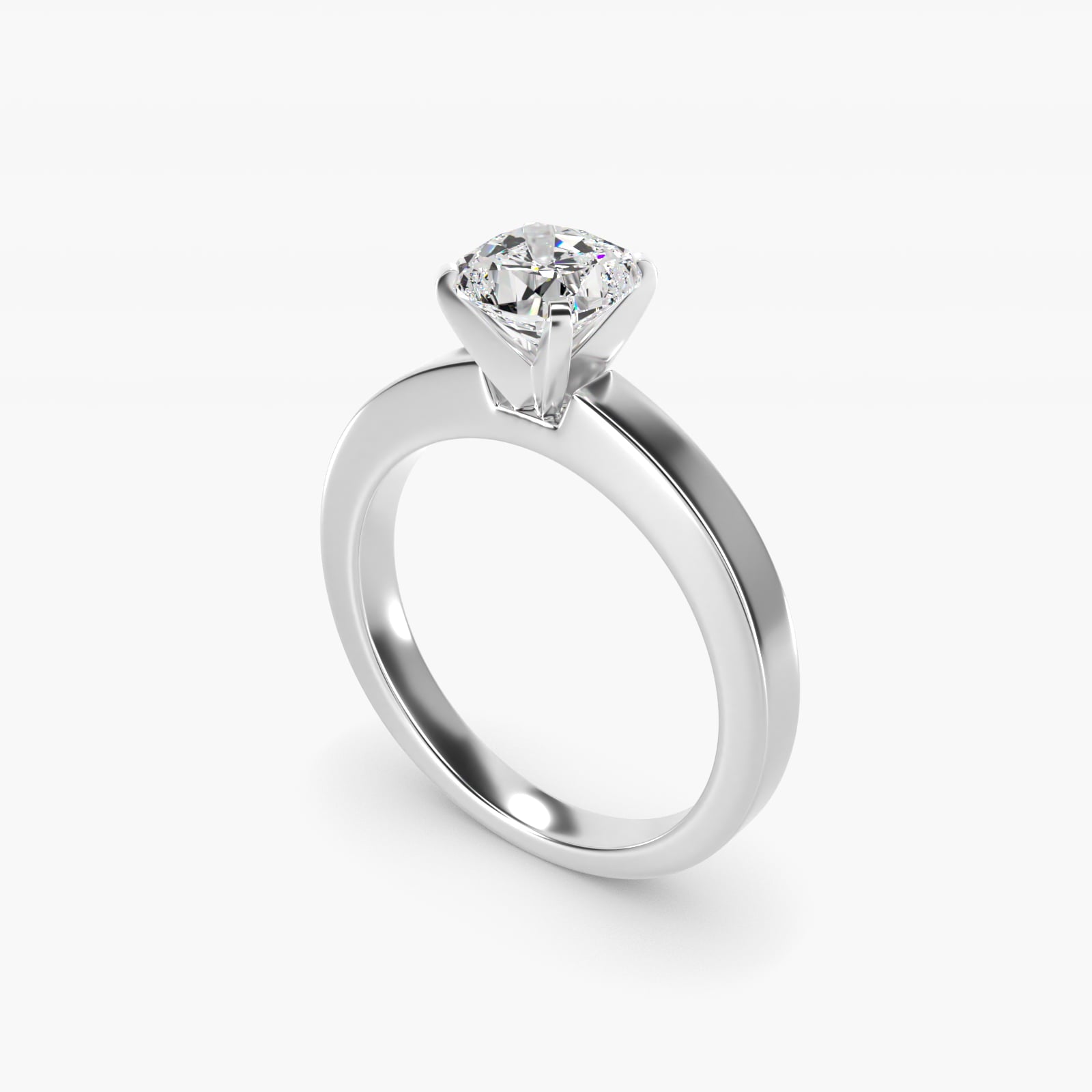 Flat Edge Solitaire Engagement Ring In Platinum By James Allen - Cushion Center