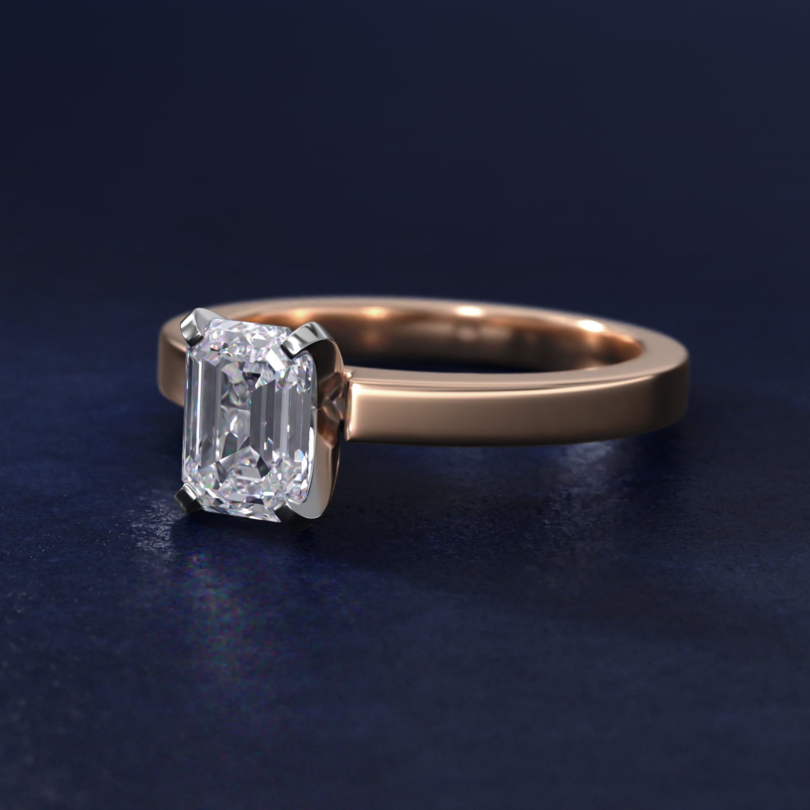 Flat Edge Solitaire Engagement Ring In 18k Rose Gold By James Allen - Emerald Center