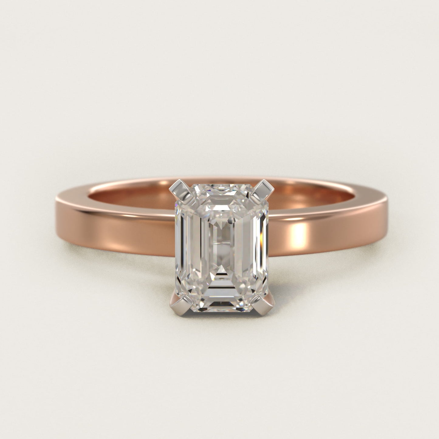 Flat Edge Solitaire Engagement Ring In 18k Rose Gold By James Allen - Emerald Center