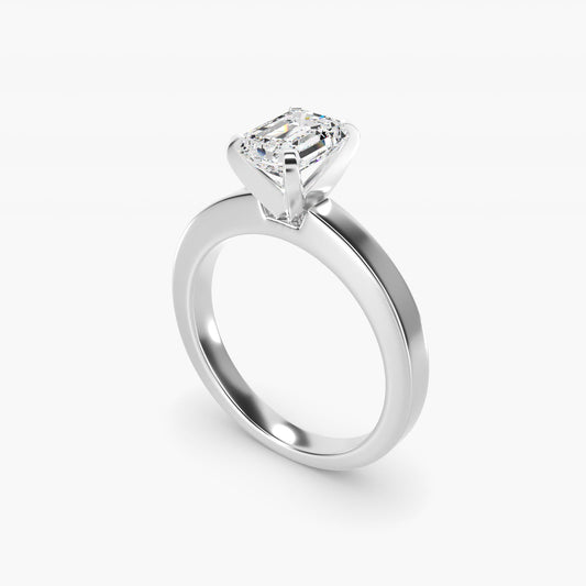 Flat Edge Solitaire Engagement Ring In 14K White Gold By James Allen - Emerald Center
