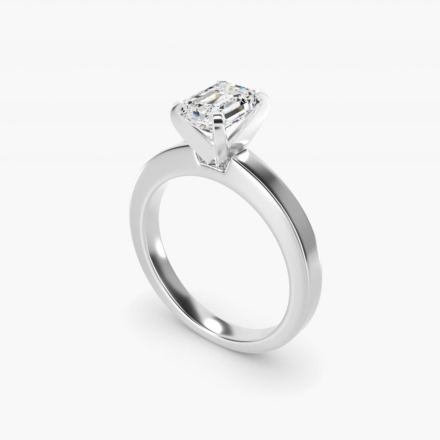 Flat Edge Solitaire Engagement Ring In 18k White Gold By James Allen - Emerald Center