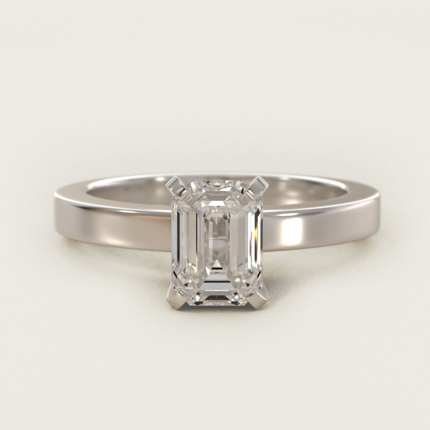 Flat Edge Solitaire Engagement Ring In 14K White Gold By James Allen - Emerald Center