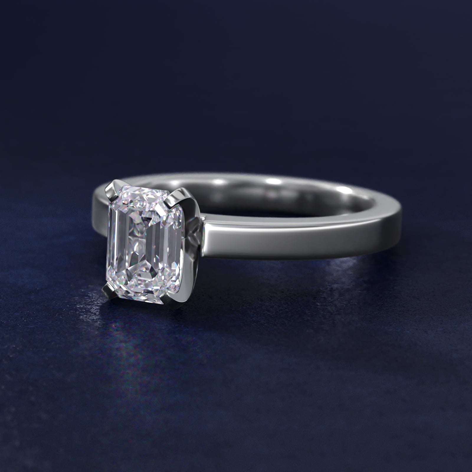 Flat Edge Solitaire Engagement Ring In Platinum By James Allen - Emerald Center