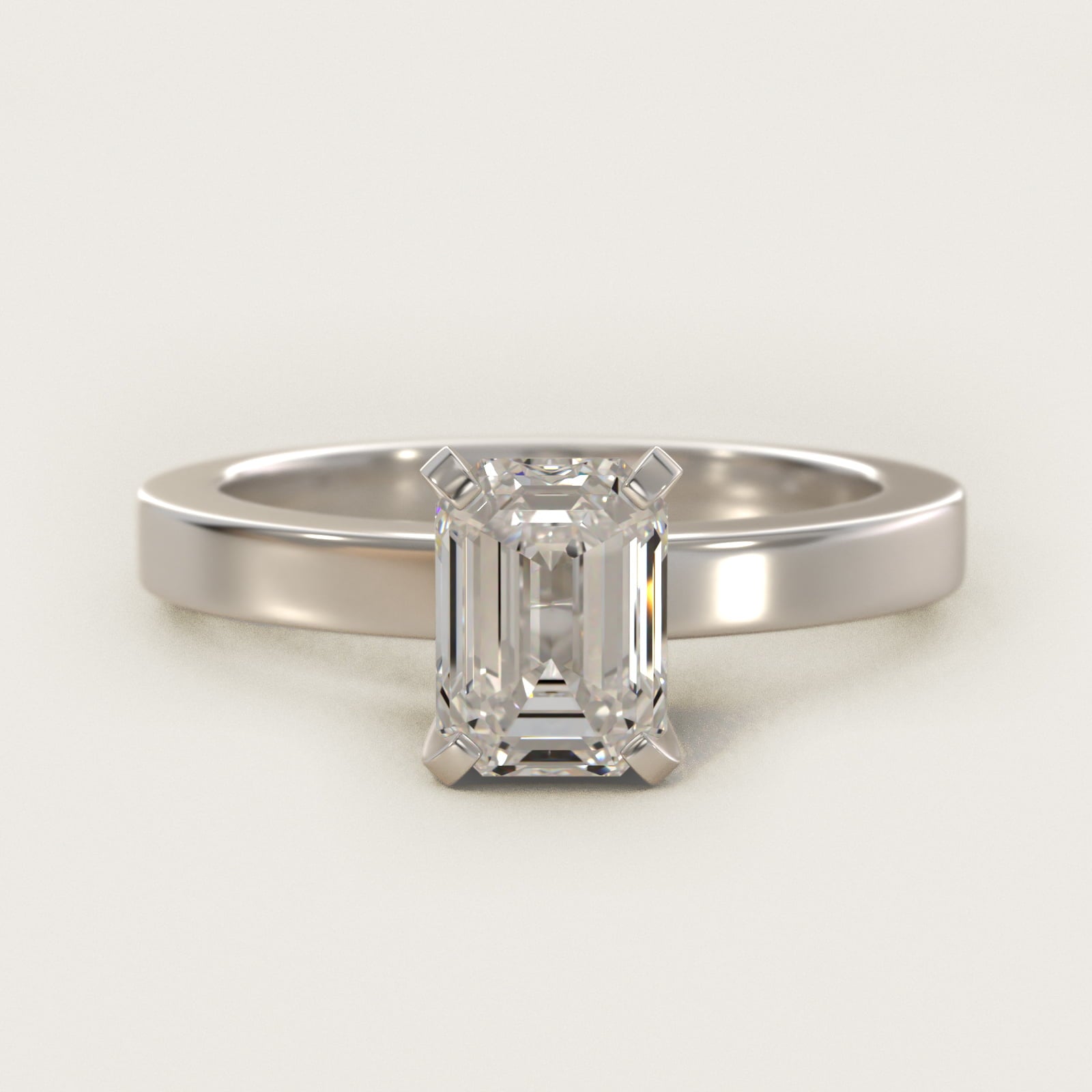 Flat Edge Solitaire Engagement Ring In Platinum By James Allen - Emerald Center