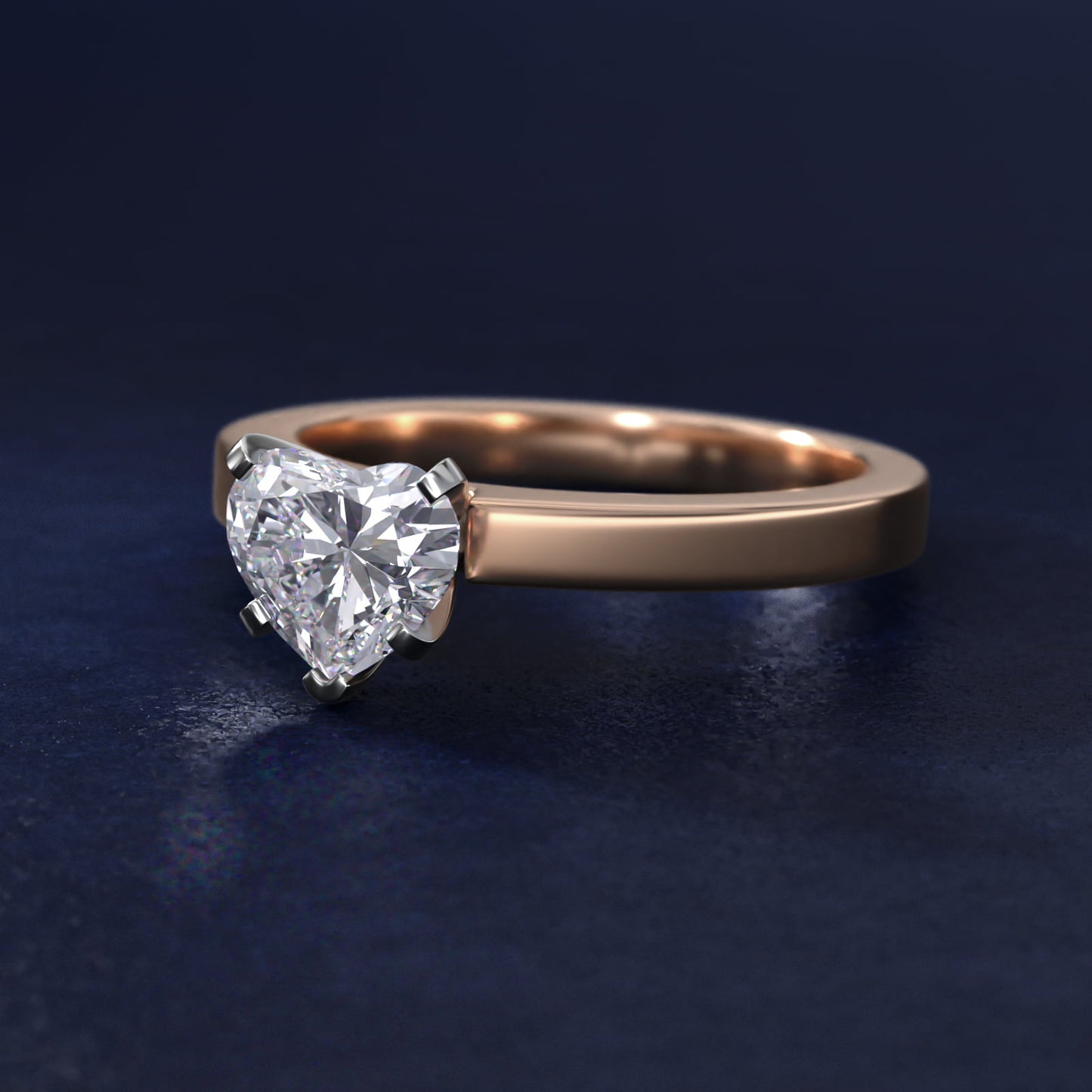 Flat Edge Solitaire Engagement Ring In 18k Rose Gold By James Allen - Heart Center