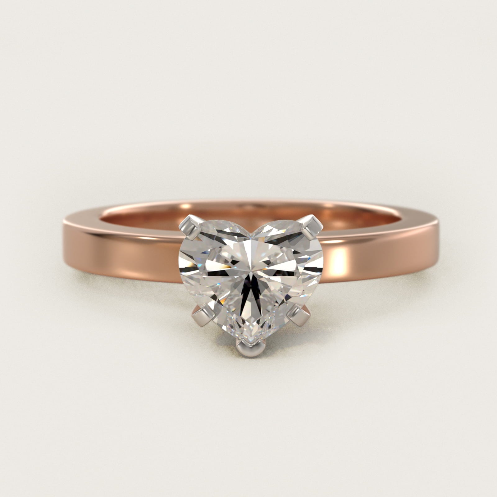 Flat Edge Solitaire Engagement Ring In 18k Rose Gold By James Allen - Heart Center