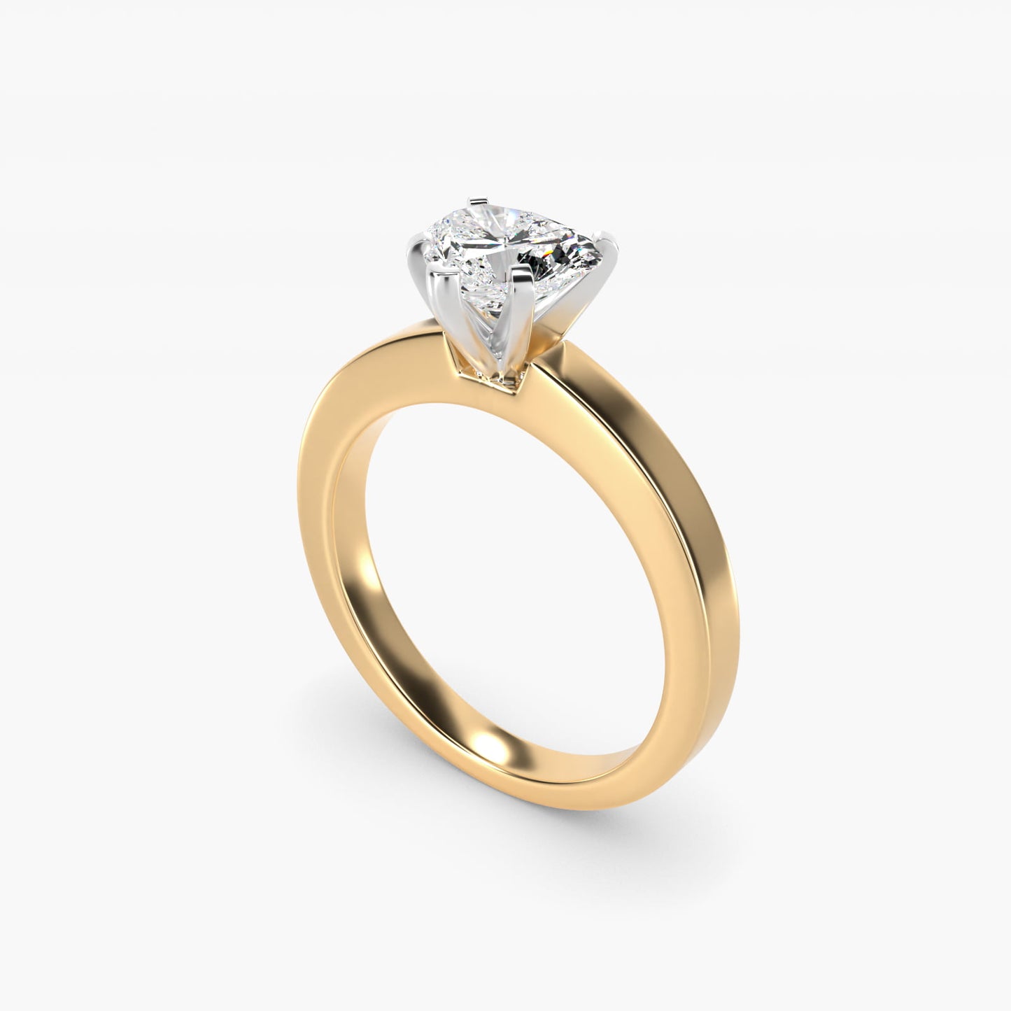 Flat Edge Solitaire Engagement Ring In 14K Yellow Gold By James Allen - Heart Center
