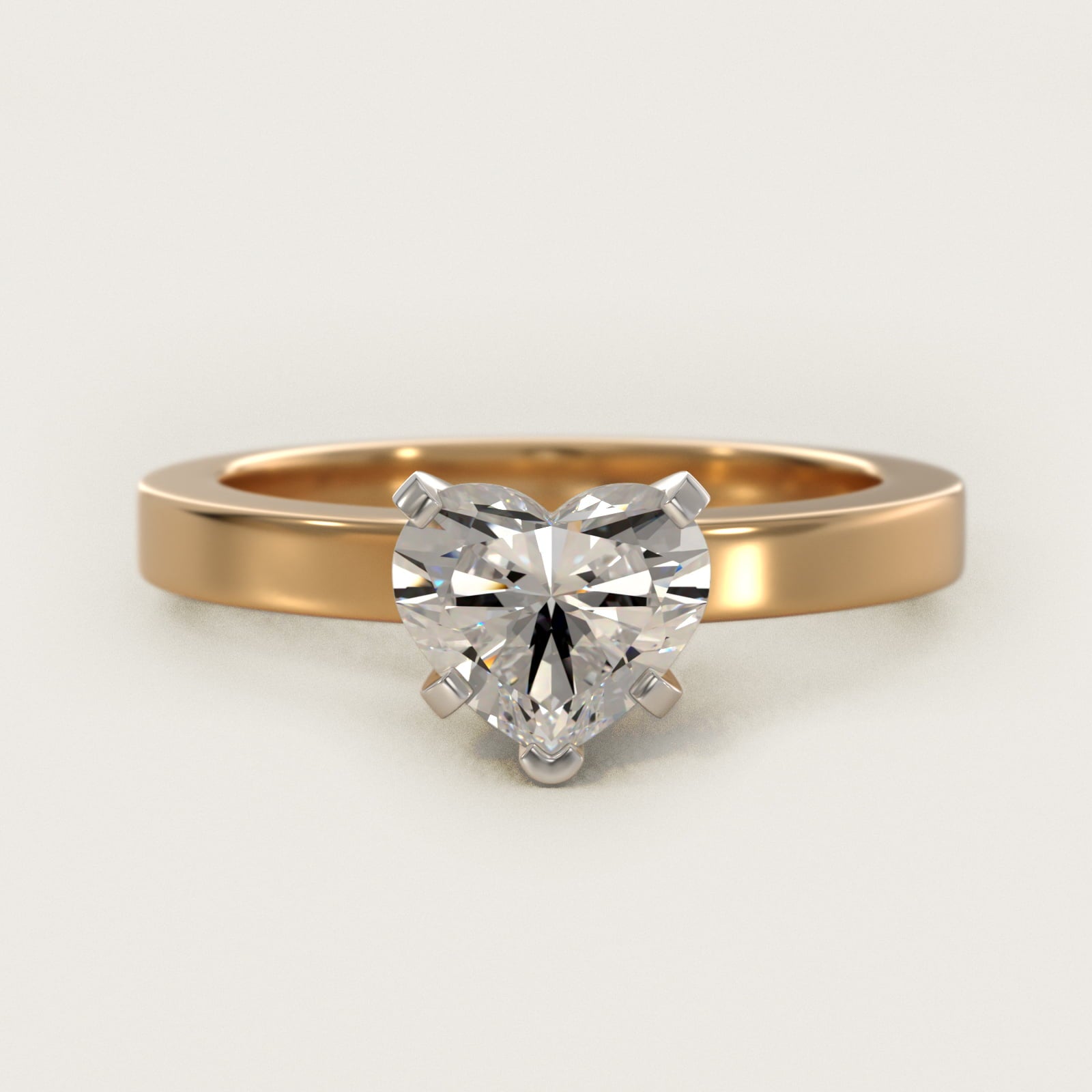 Flat Edge Solitaire Engagement Ring In 14K Yellow Gold By James Allen - Heart Center