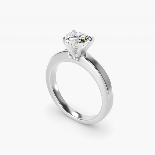 Flat Edge Solitaire Engagement Ring In Platinum By James Allen - Heart Center