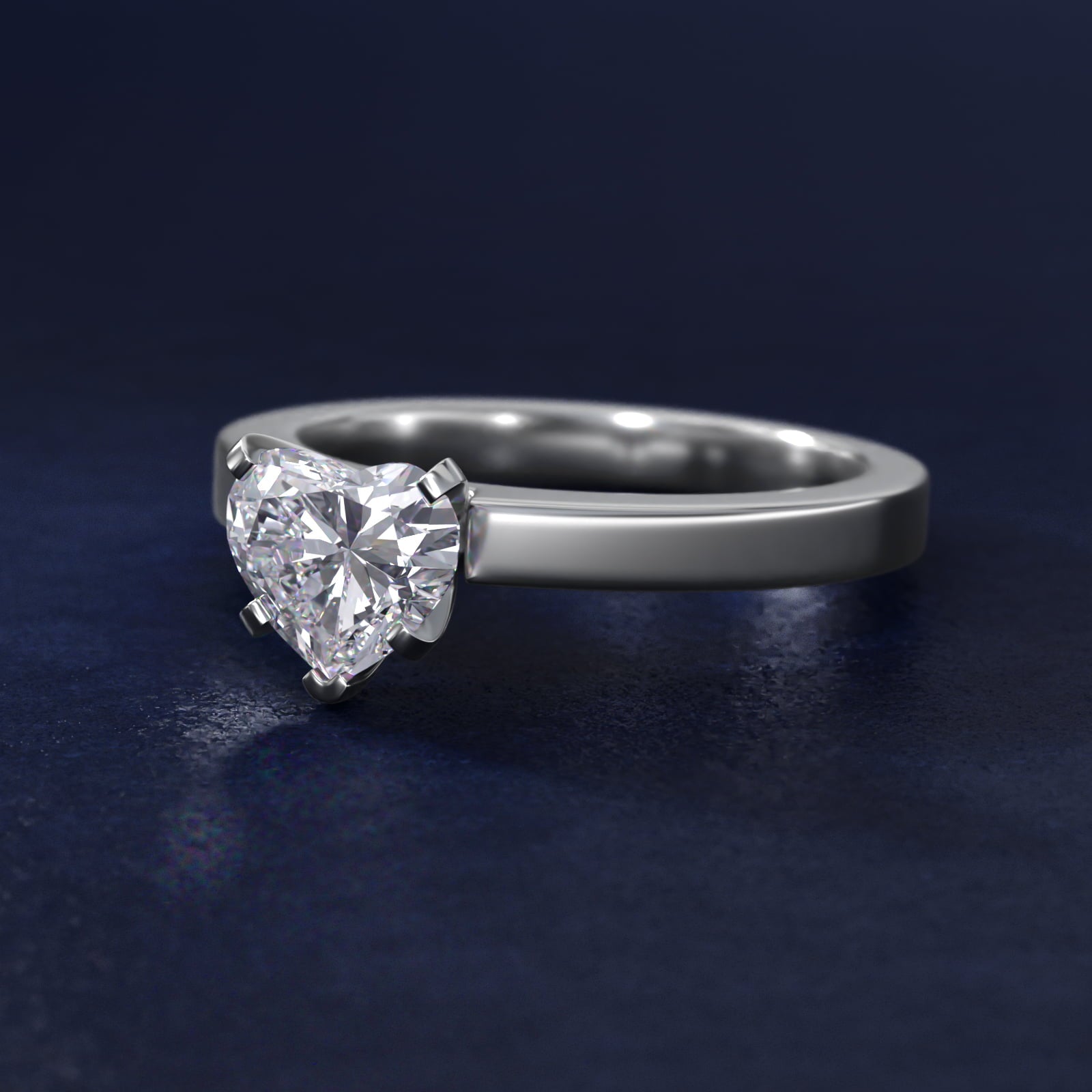 Flat Edge Solitaire Engagement Ring In Platinum By James Allen - Heart Center