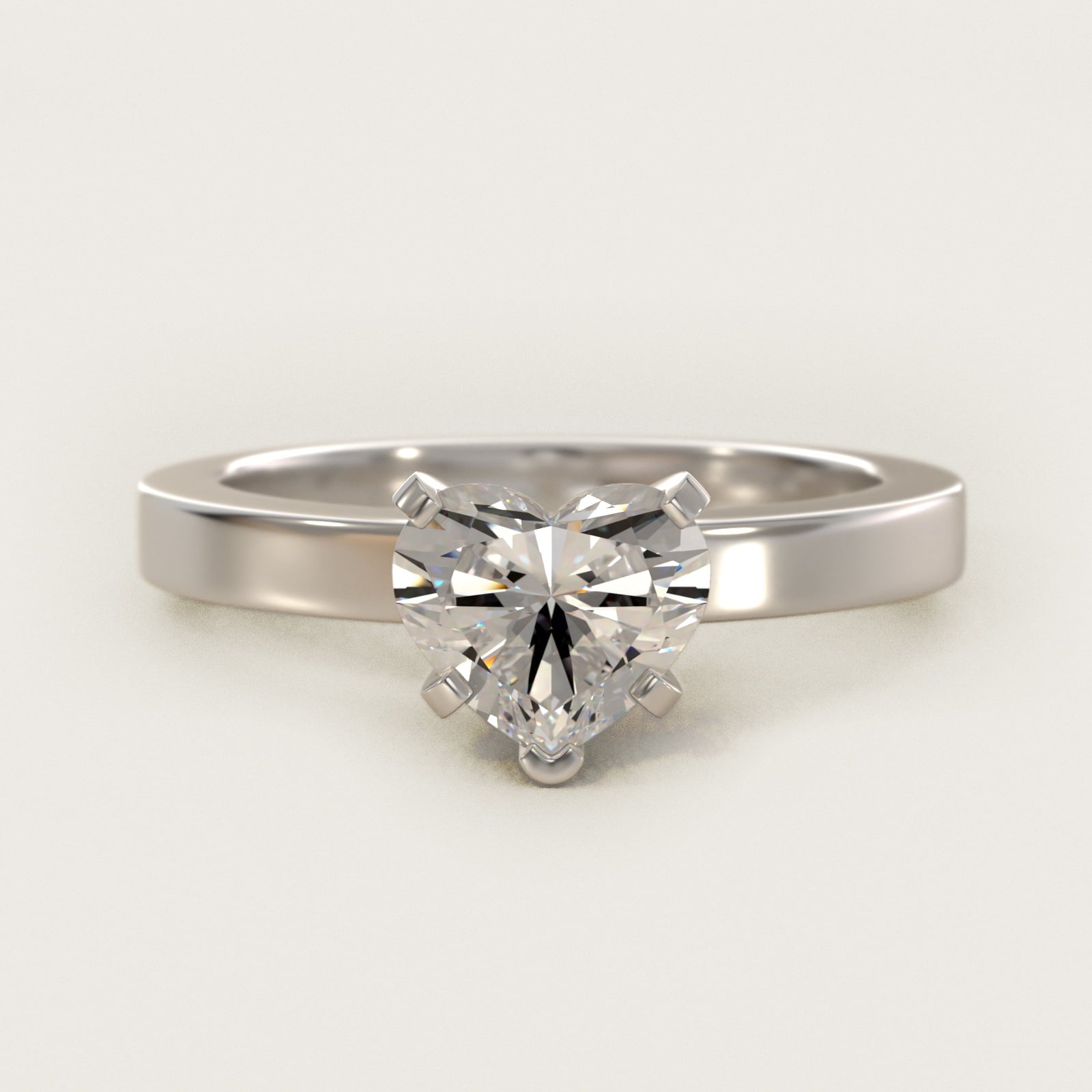 Flat Edge Solitaire Engagement Ring In Platinum By James Allen - Heart Center