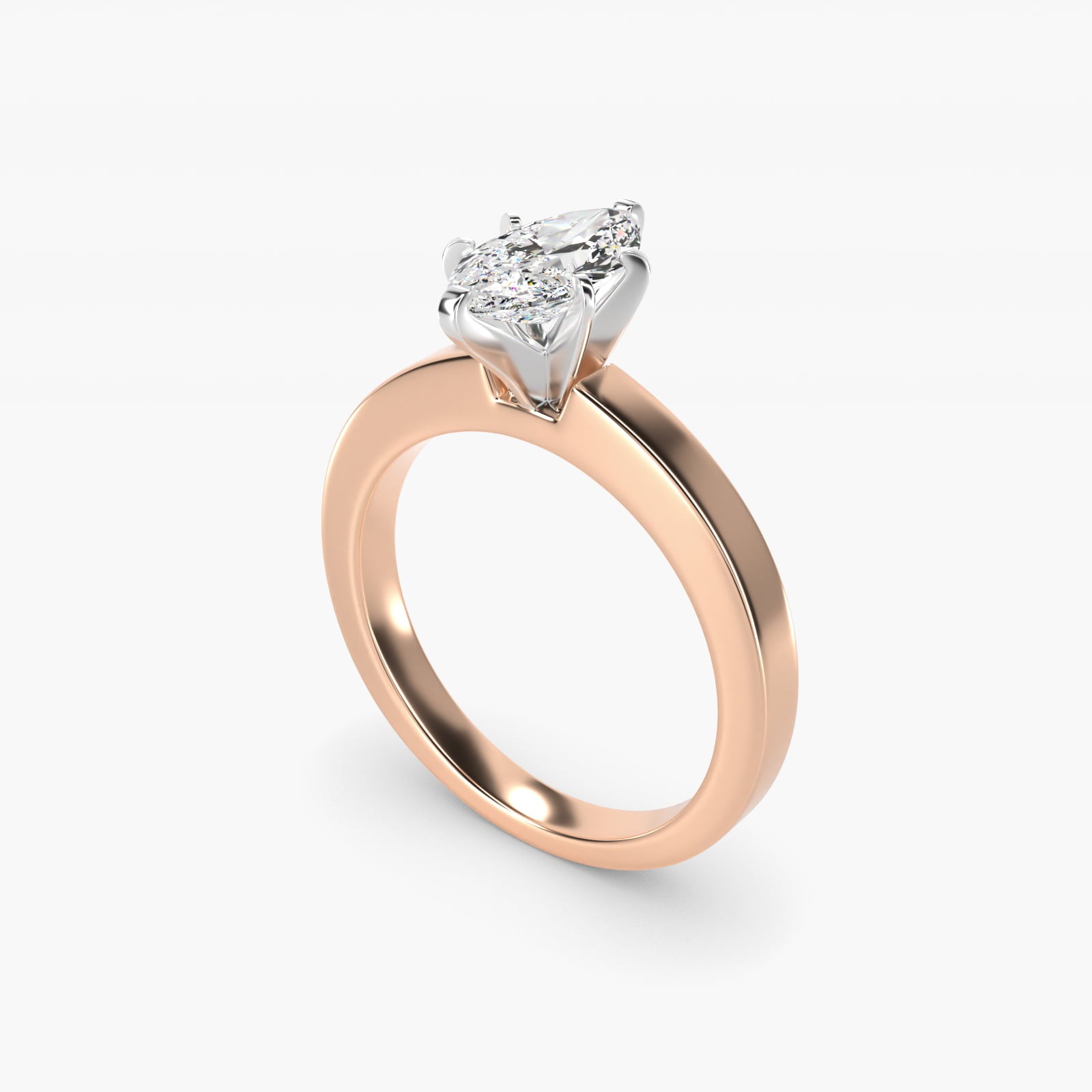 Flat Edge Solitaire Engagement Ring In 14K Rose Gold By James Allen - Marquise Center