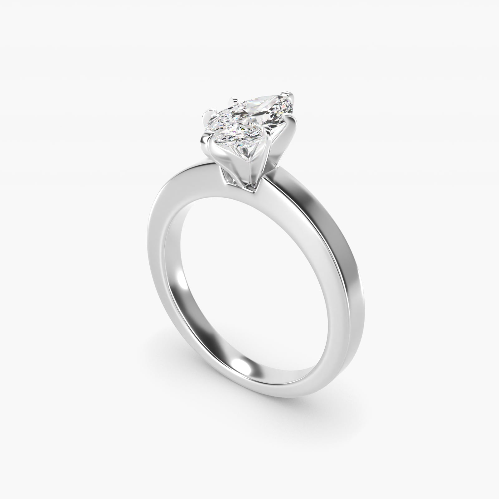 Flat Edge Solitaire Engagement Ring In 18k White Gold By James Allen - Marquise Center