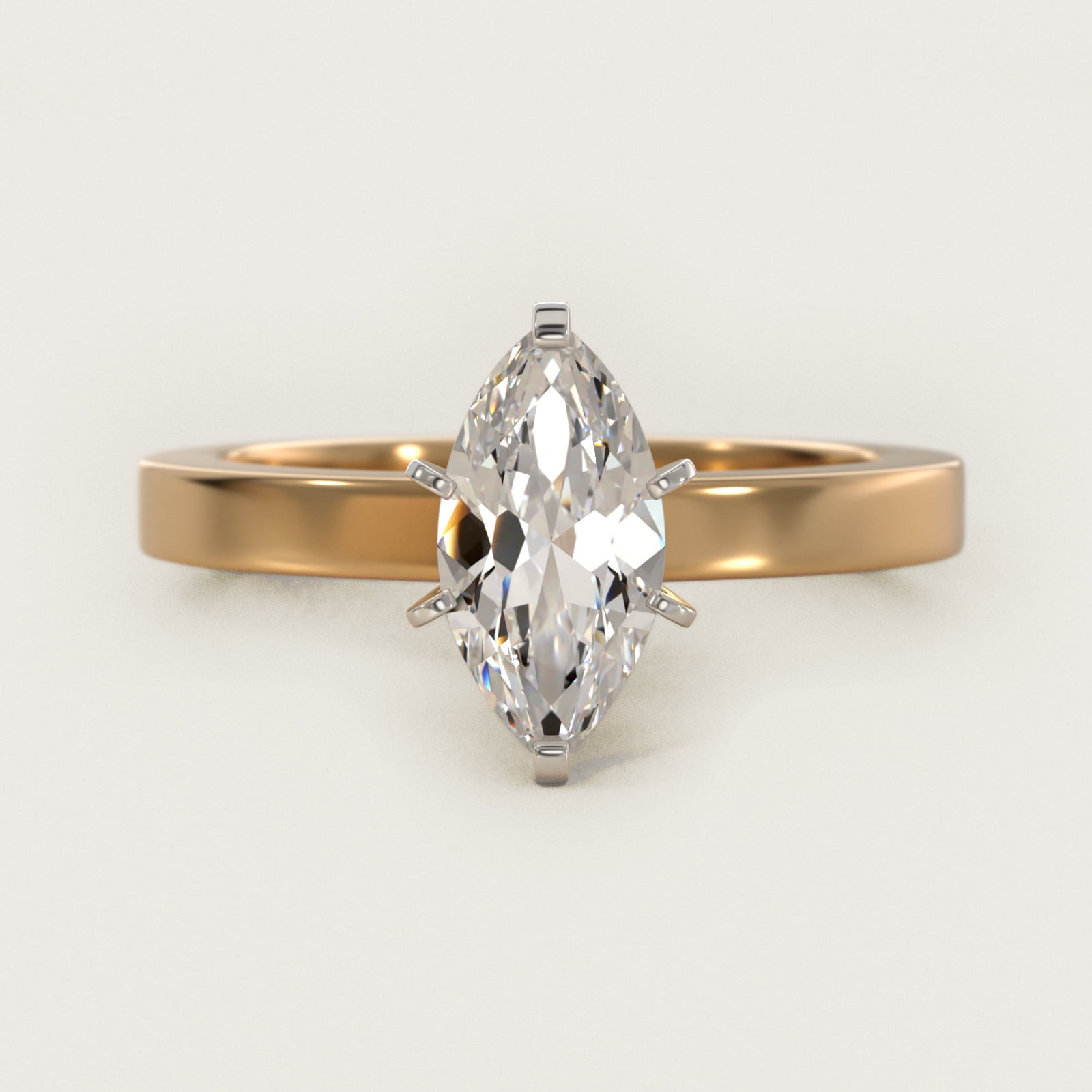 Flat Edge Solitaire Engagement Ring In 14K Yellow Gold By James Allen - Marquise Center