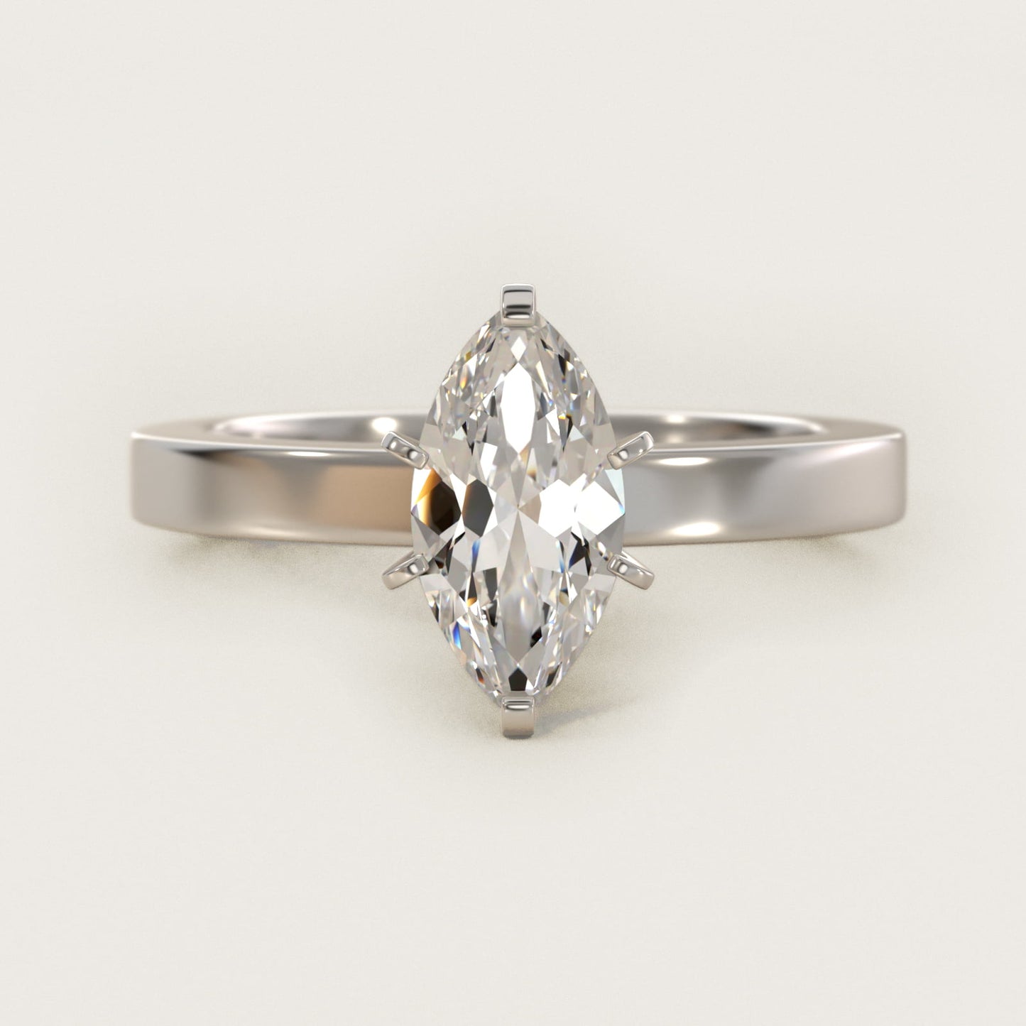Flat Edge Solitaire Engagement Ring In Platinum By James Allen - Marquise Center