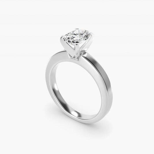 Flat Edge Solitaire Engagement Ring In 18k White Gold By James Allen - Oval Center