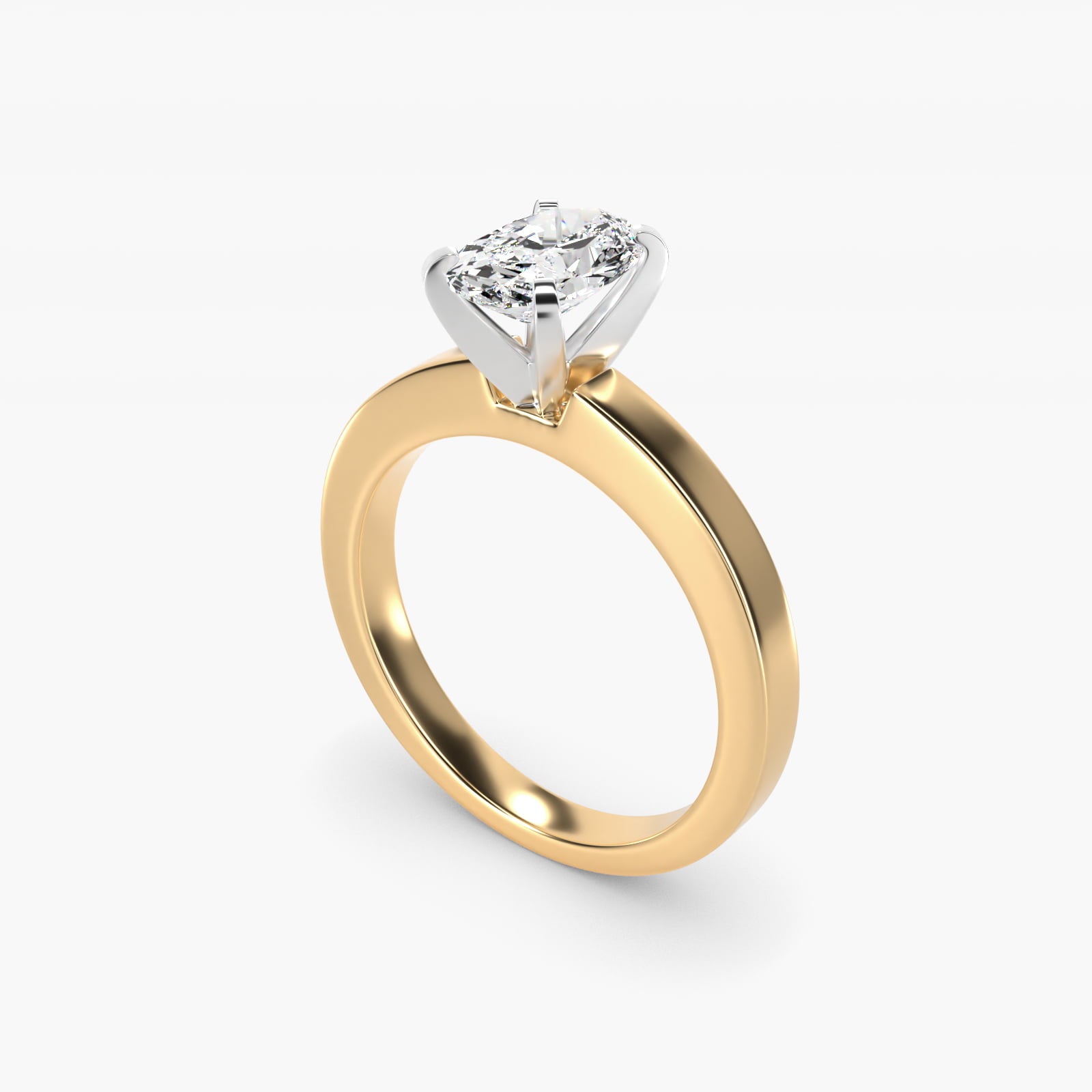 Flat Edge Solitaire Engagement Ring In 18k Yellow Gold By James Allen - Oval Center