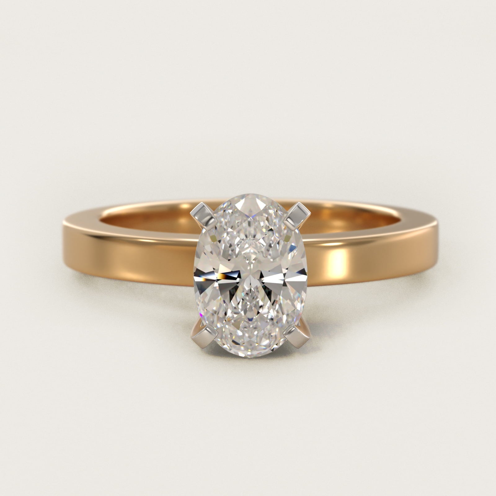 Flat Edge Solitaire Engagement Ring In 18k Yellow Gold By James Allen - Oval Center