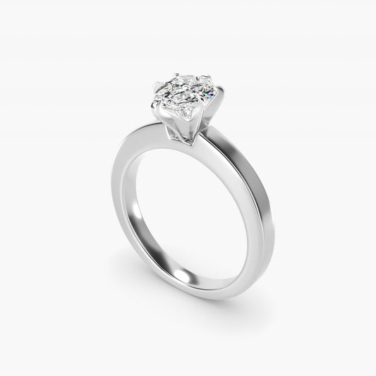 Flat Edge Solitaire Engagement Ring In 18k White Gold By James Allen - Pear Center