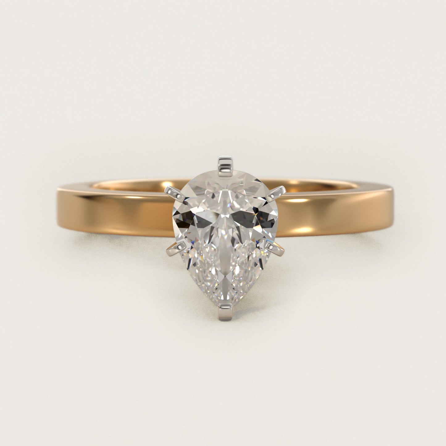 Flat Edge Solitaire Engagement Ring In 14K Yellow Gold By James Allen - Pear Center