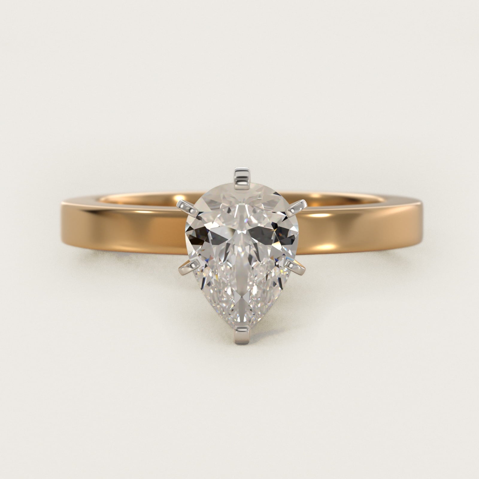 Flat Edge Solitaire Engagement Ring In 18k Yellow Gold By James Allen - Pear Center