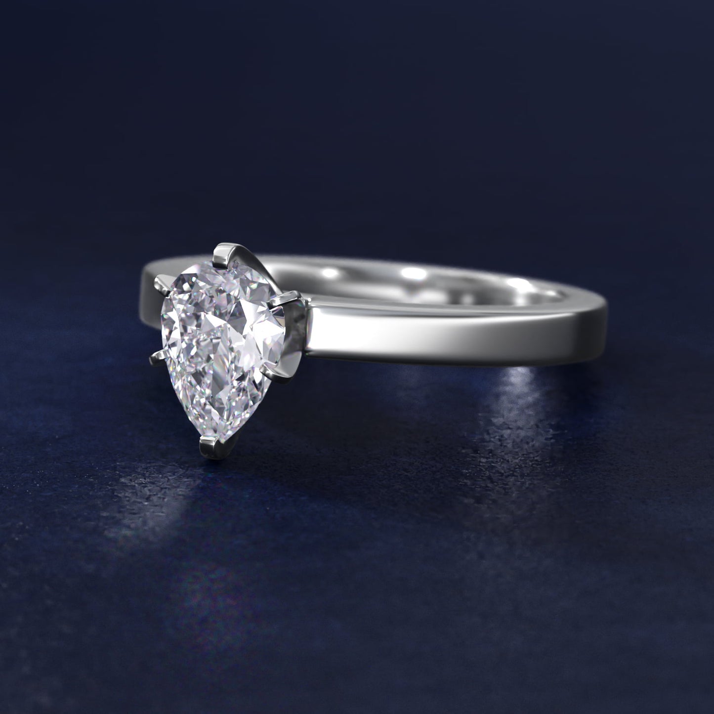 Flat Edge Solitaire Engagement Ring In Platinum By James Allen - Pear Center