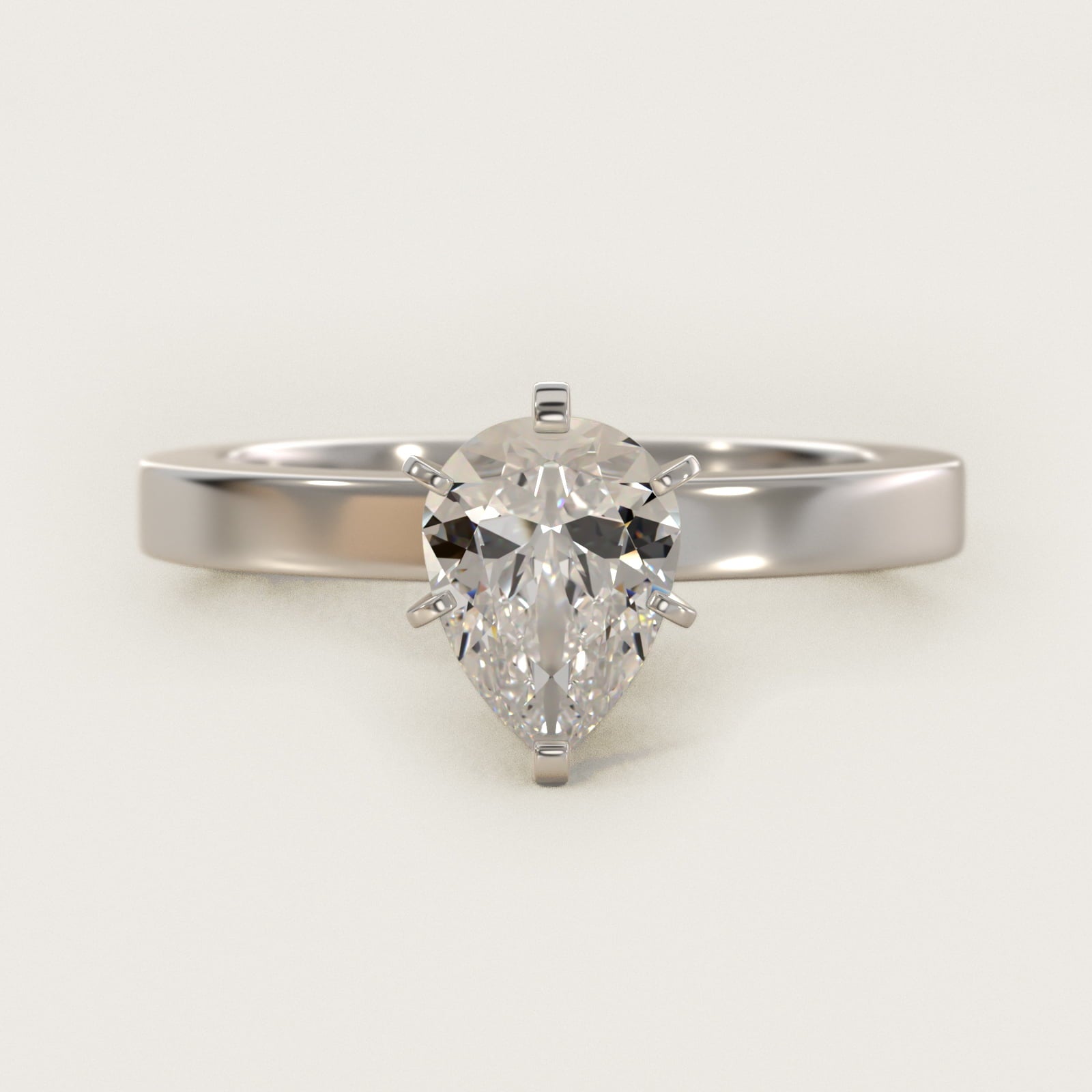Flat Edge Solitaire Engagement Ring In Platinum By James Allen - Pear Center