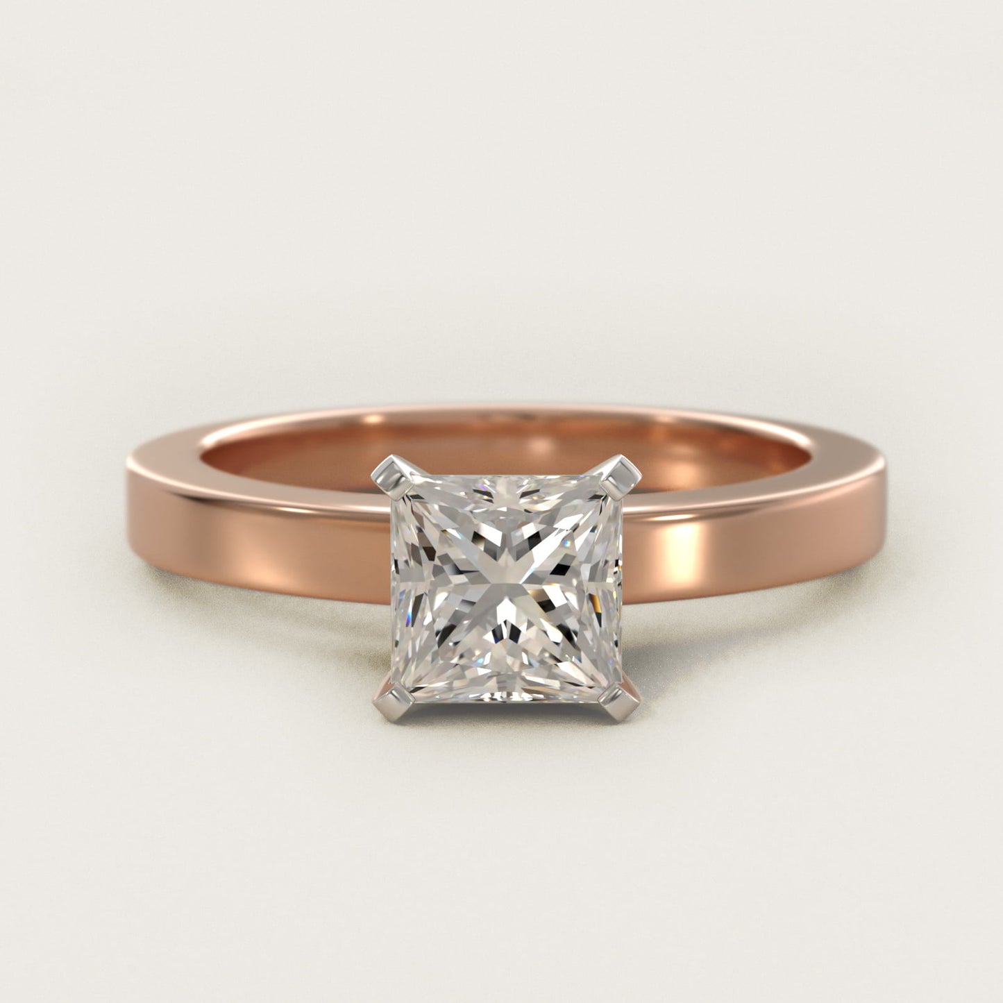 Flat Edge Solitaire Engagement Ring In 18k Rose Gold By James Allen - Princess Center