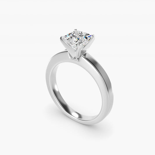 Flat Edge Solitaire Engagement Ring In 14K White Gold By James Allen - Princess Center