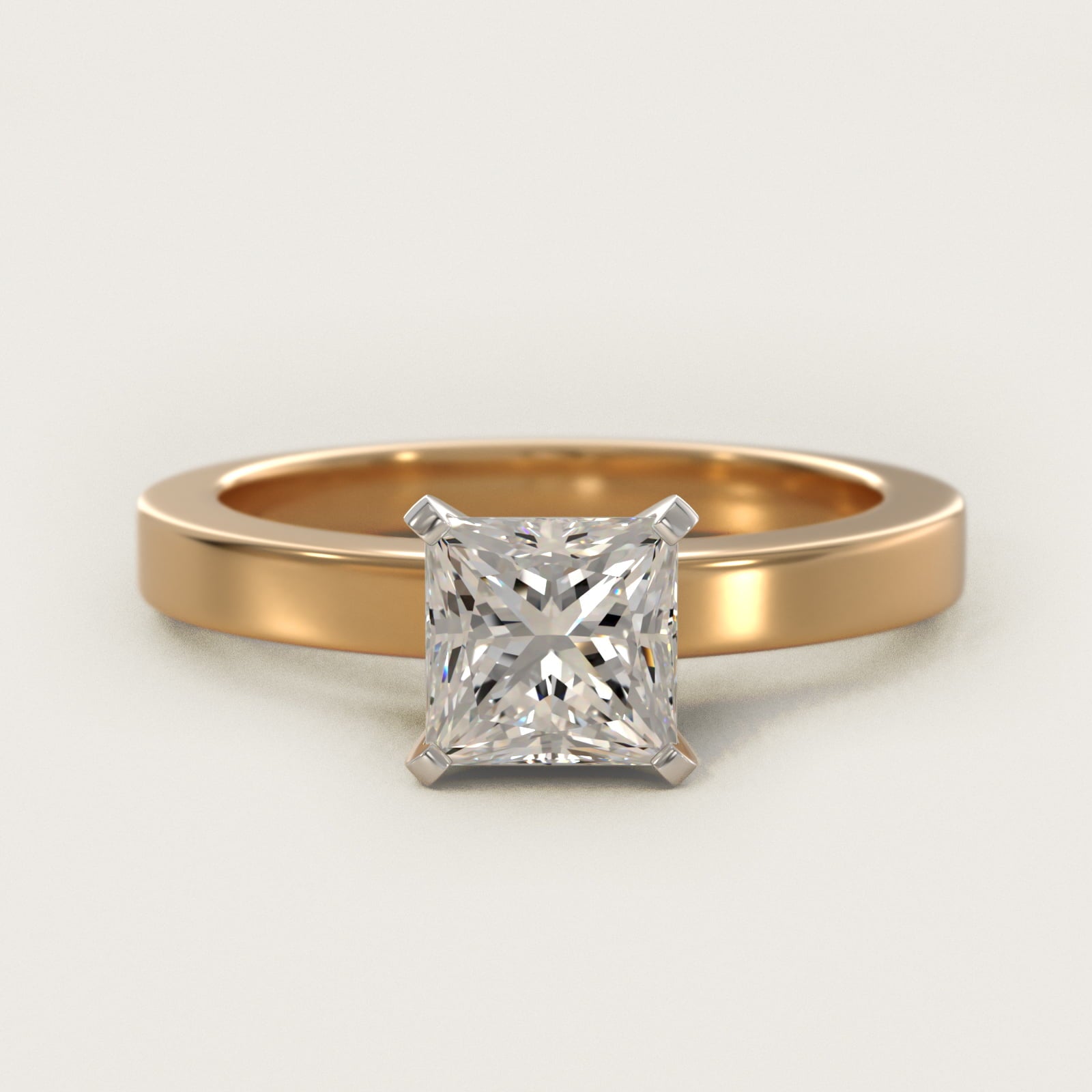 Flat Edge Solitaire Engagement Ring In 18k Yellow Gold By James Allen - Princess Center