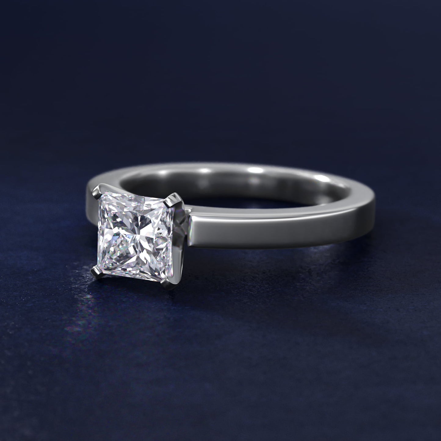 Flat Edge Solitaire Engagement Ring In Platinum By James Allen - Princess Center