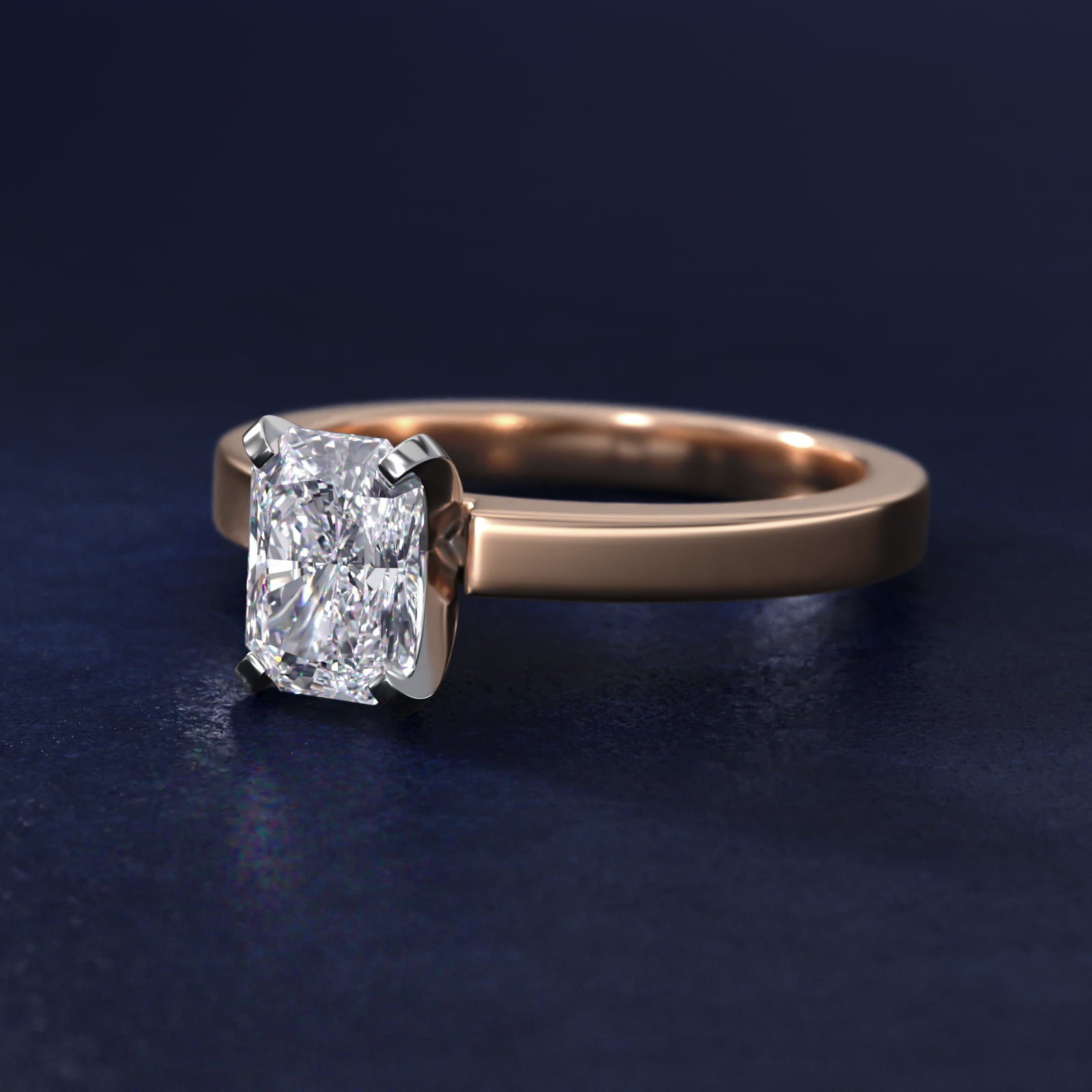 Flat Edge Solitaire Engagement Ring In 14K Rose Gold By James Allen - Radiant Center