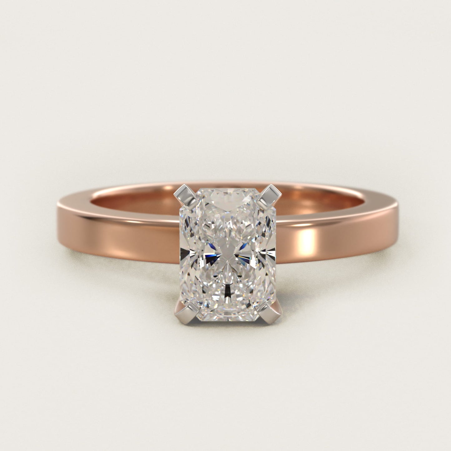Flat Edge Solitaire Engagement Ring In 18k Rose Gold By James Allen - Radiant Center