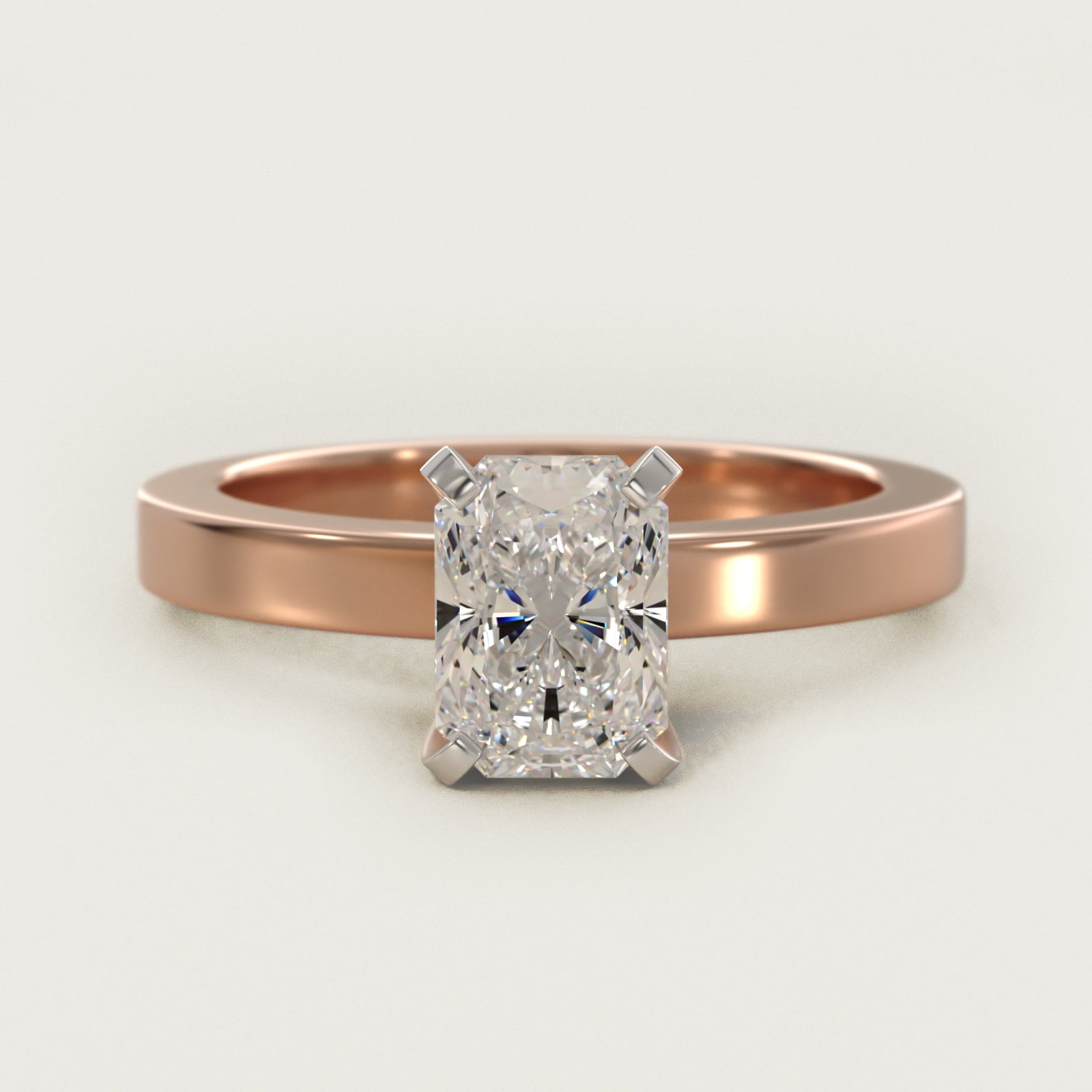 Flat Edge Solitaire Engagement Ring In 18k Rose Gold By James Allen - Radiant Center