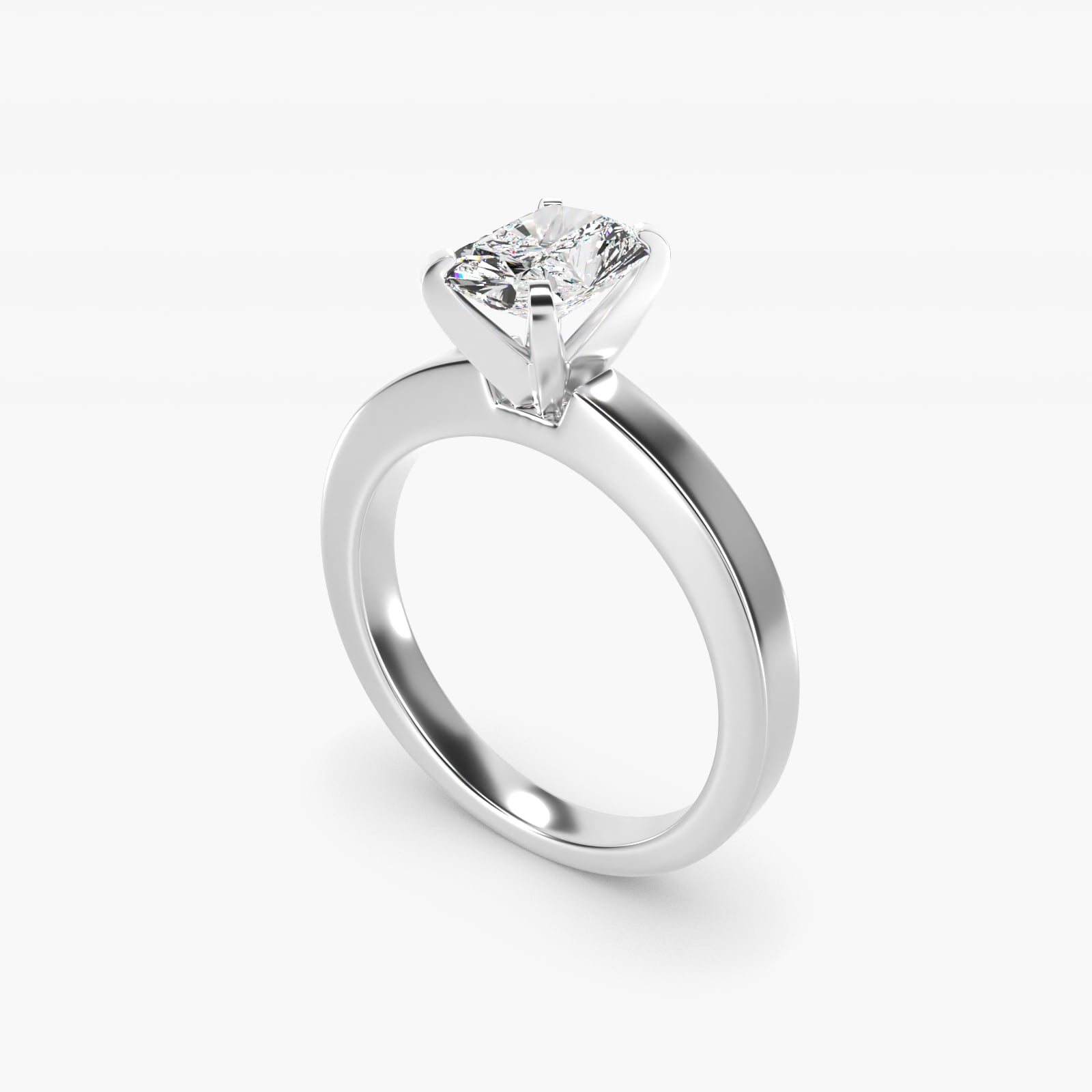 Flat Edge Solitaire Engagement Ring In 18k White Gold By James Allen - Radiant Center