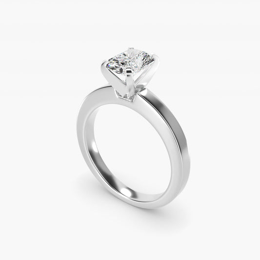 Flat Edge Solitaire Engagement Ring In 18k White Gold By James Allen - Radiant Center