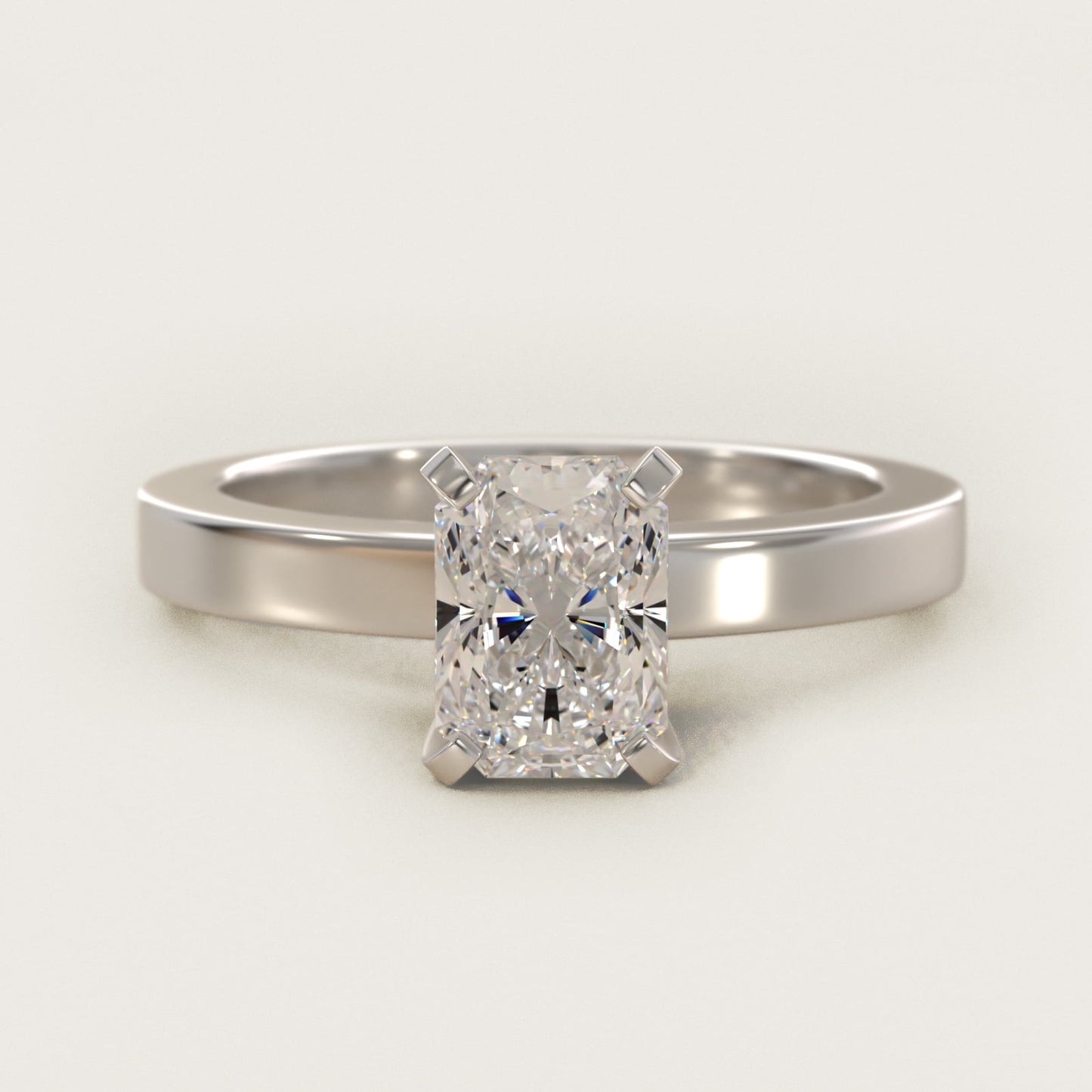 Flat Edge Solitaire Engagement Ring In 18k White Gold By James Allen - Radiant Center