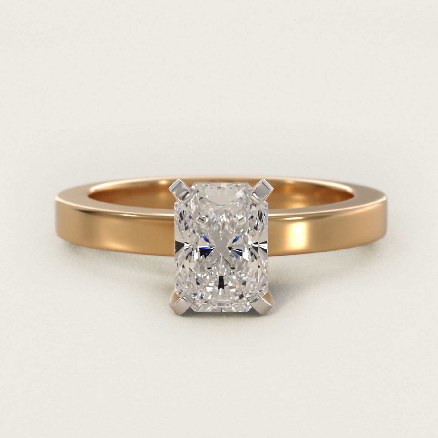 Flat Edge Solitaire Engagement Ring In 18k Yellow Gold By James Allen - Radiant Center