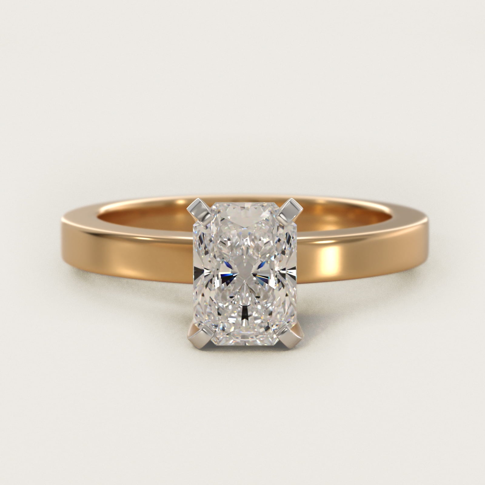 Flat Edge Solitaire Engagement Ring In 18k Yellow Gold By James Allen - Radiant Center