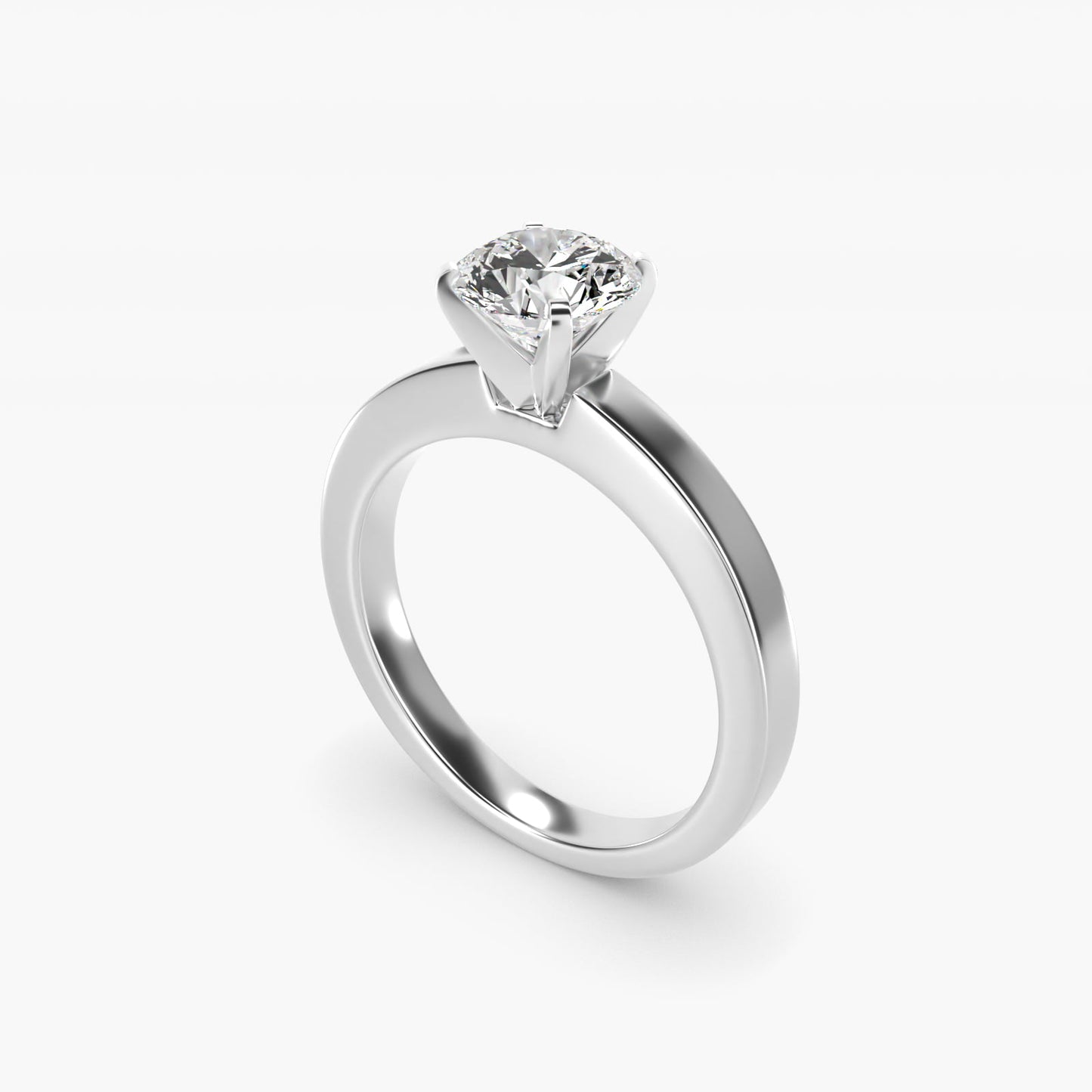 Flat Edge Solitaire Engagement Ring In 18k White Gold By James Allen - Round Center