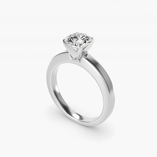 Flat Edge Solitaire Engagement Ring In 18k White Gold By James Allen - Round Center