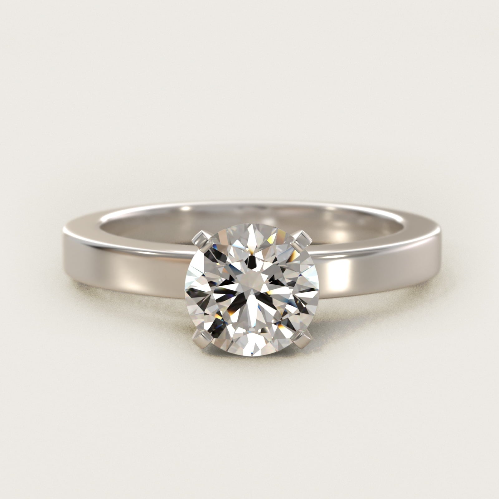 Flat Edge Solitaire Engagement Ring In 14K White Gold By James Allen - Round Center