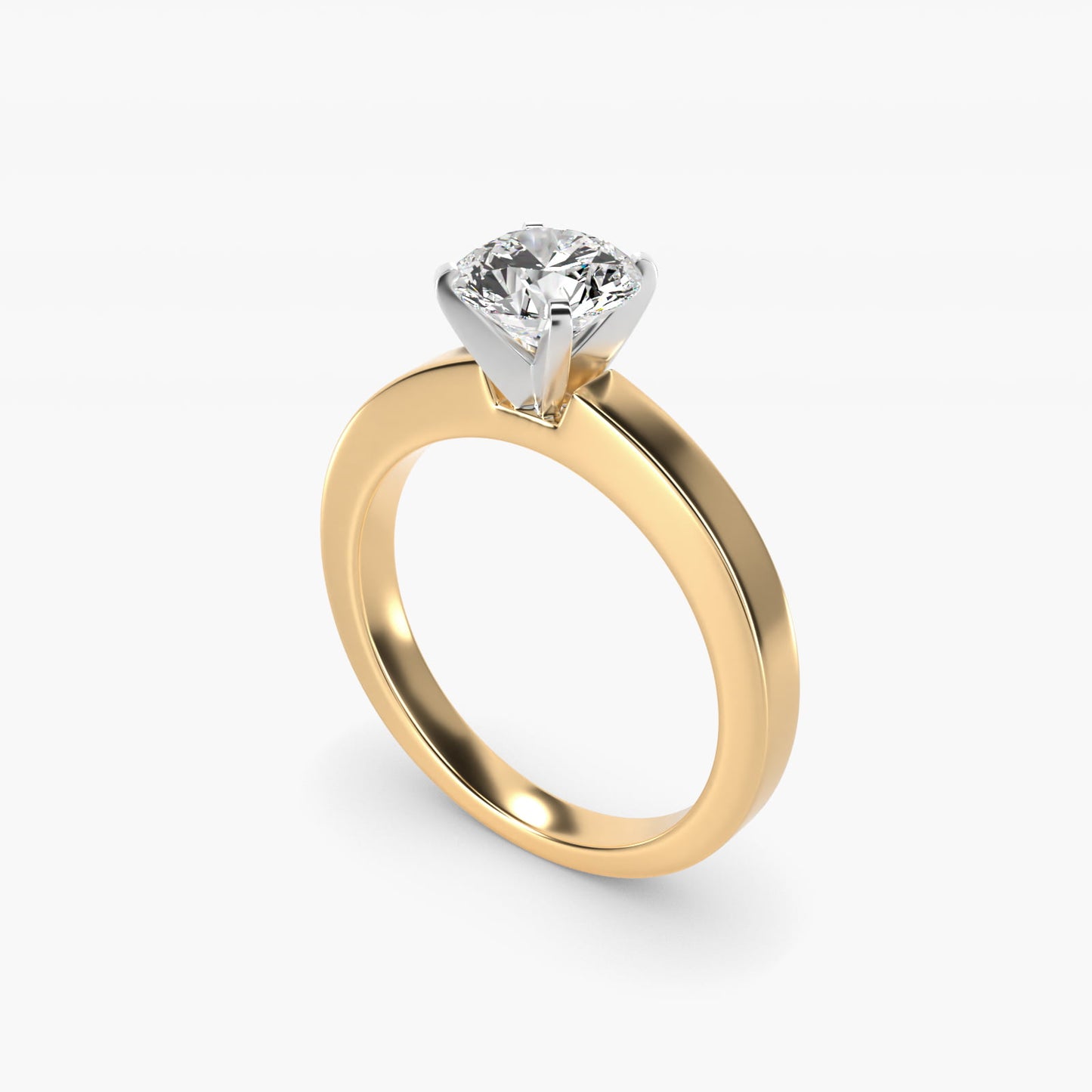 Flat Edge Solitaire Engagement Ring In 18k Yellow Gold By James Allen - Round Center