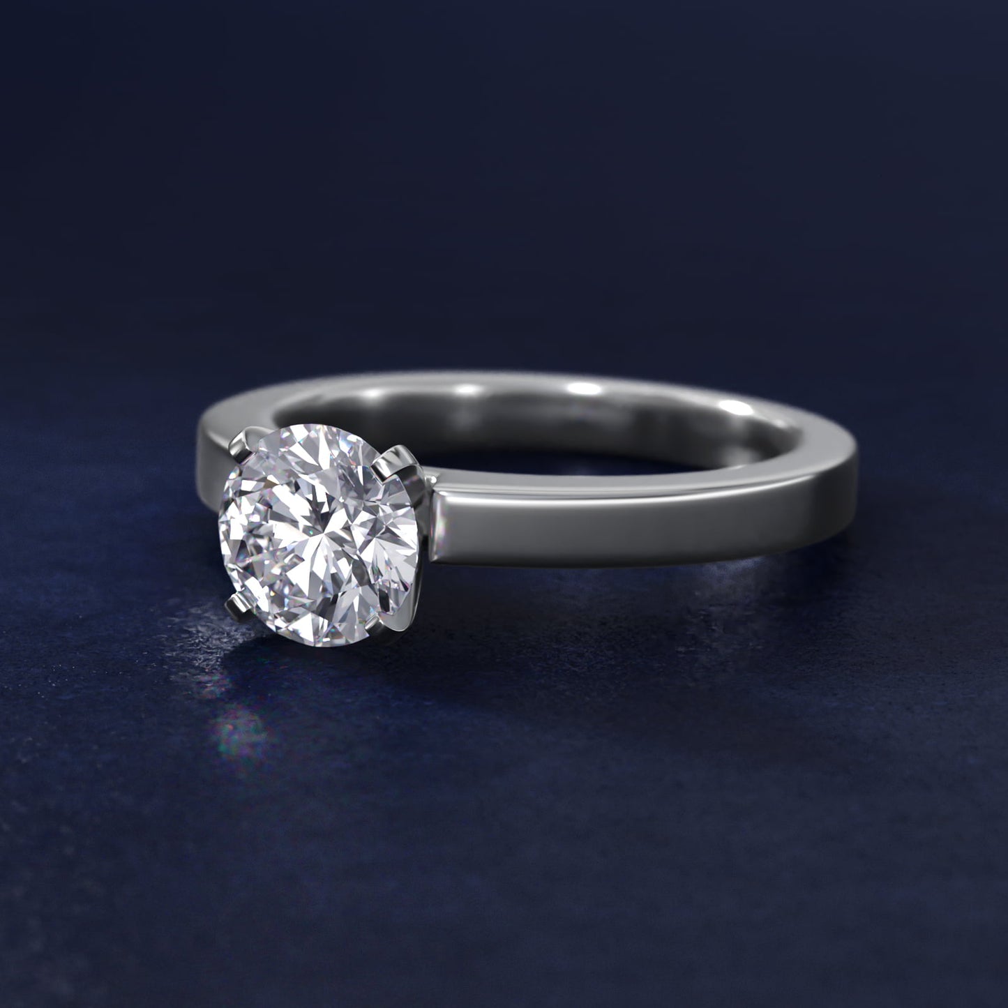 Flat Edge Solitaire Engagement Ring In Platinum By James Allen - Round Center