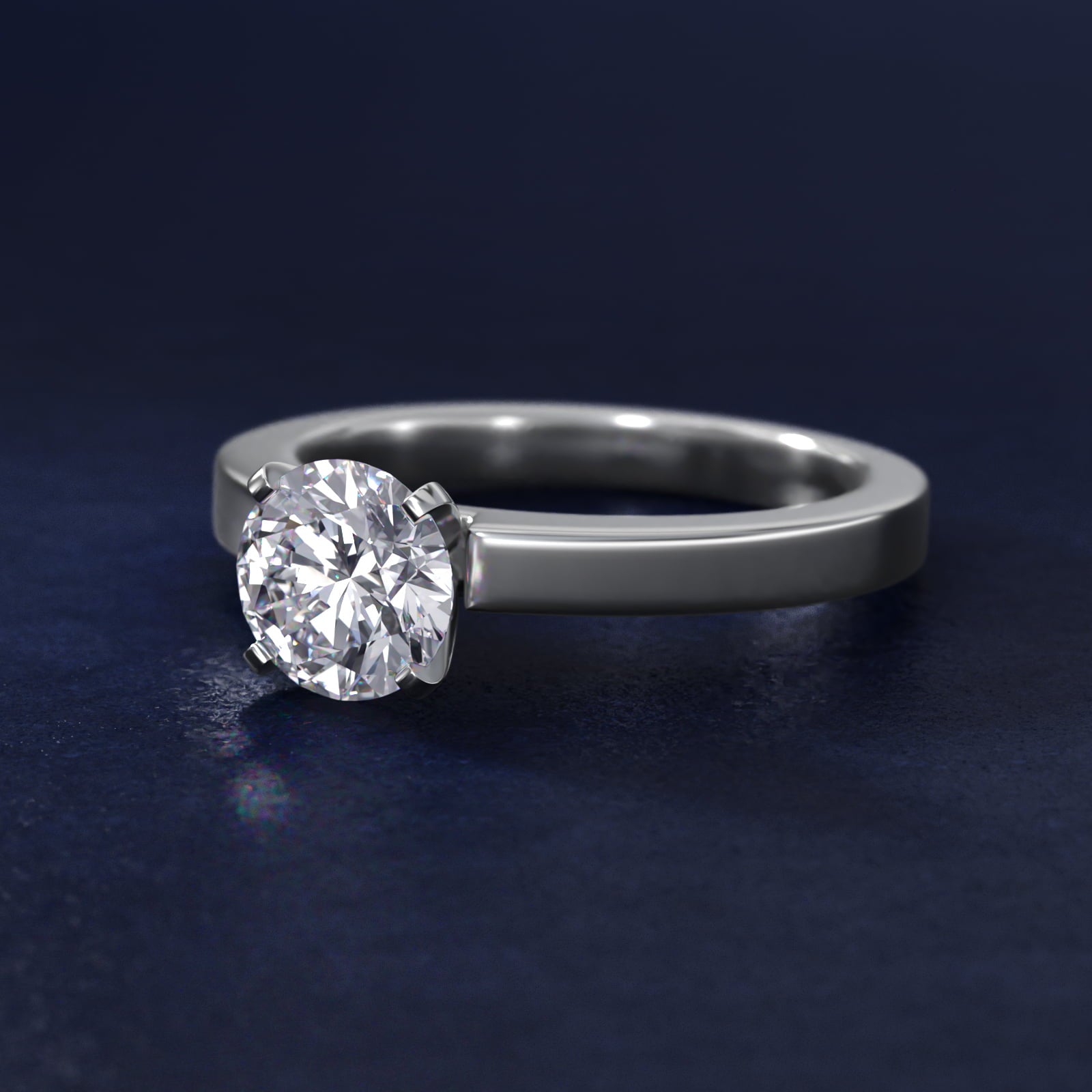 Flat Edge Solitaire Engagement Ring In Platinum By James Allen - Round Center