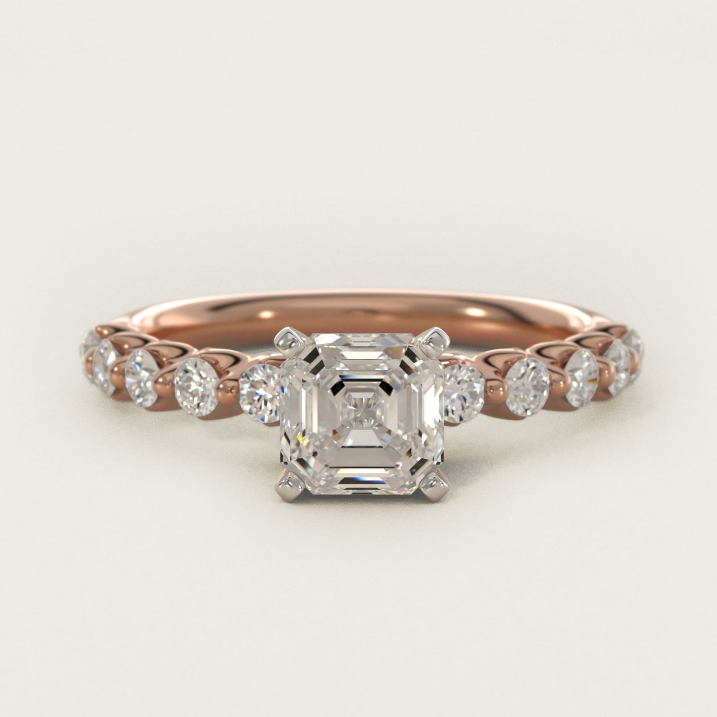 Floating Diamond Engagement Ring in 14k Rose Gold (3/8 ct.tw.) - Asscher Center