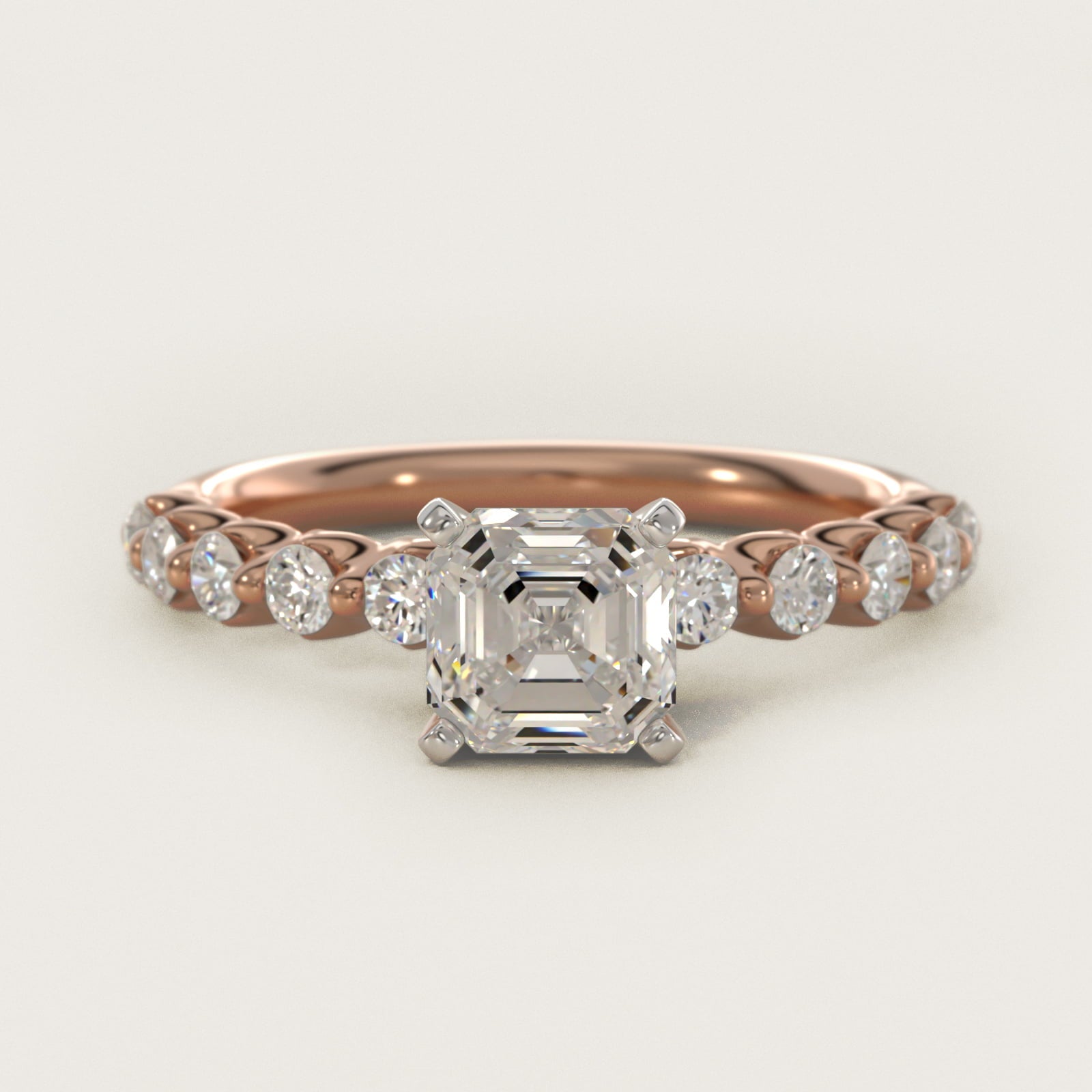 Floating Diamond Engagement Ring in 18k Rose Gold (3/8 ct.tw.) - Asscher Center