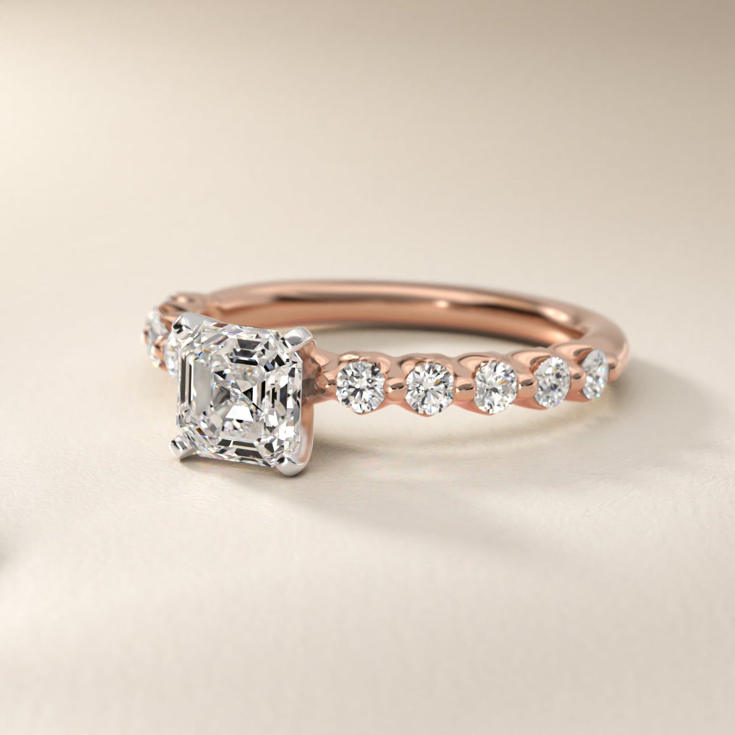 Floating Diamond Engagement Ring in 14k Rose Gold (3/8 ct.tw.) - Asscher Center